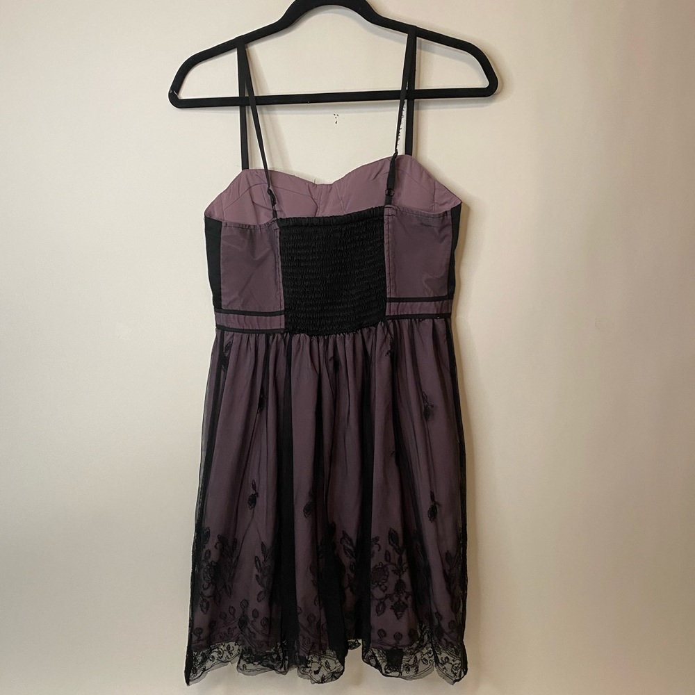 American Eagle Purple & Black Lace Empire Dress - Picture 3 of 8